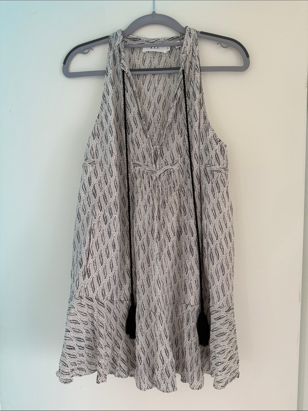 A.L.C. Silk Black and White Printed Mini Dress size 4